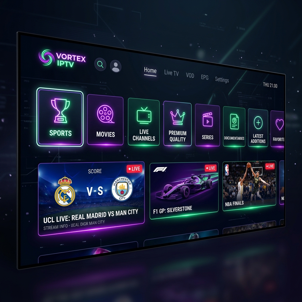 Vortex IPTV App Interface
